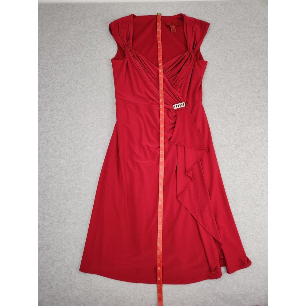 JS Collection Women's 8 Ruche Red Cocktail Dress Party Ruffles Pleated Fancy - Picture 8 of 16